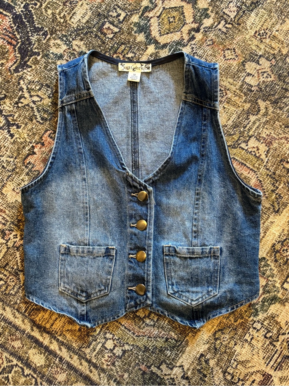 Knitworks girls Blue Denim Vest - Casual Button-Front size 10/12
